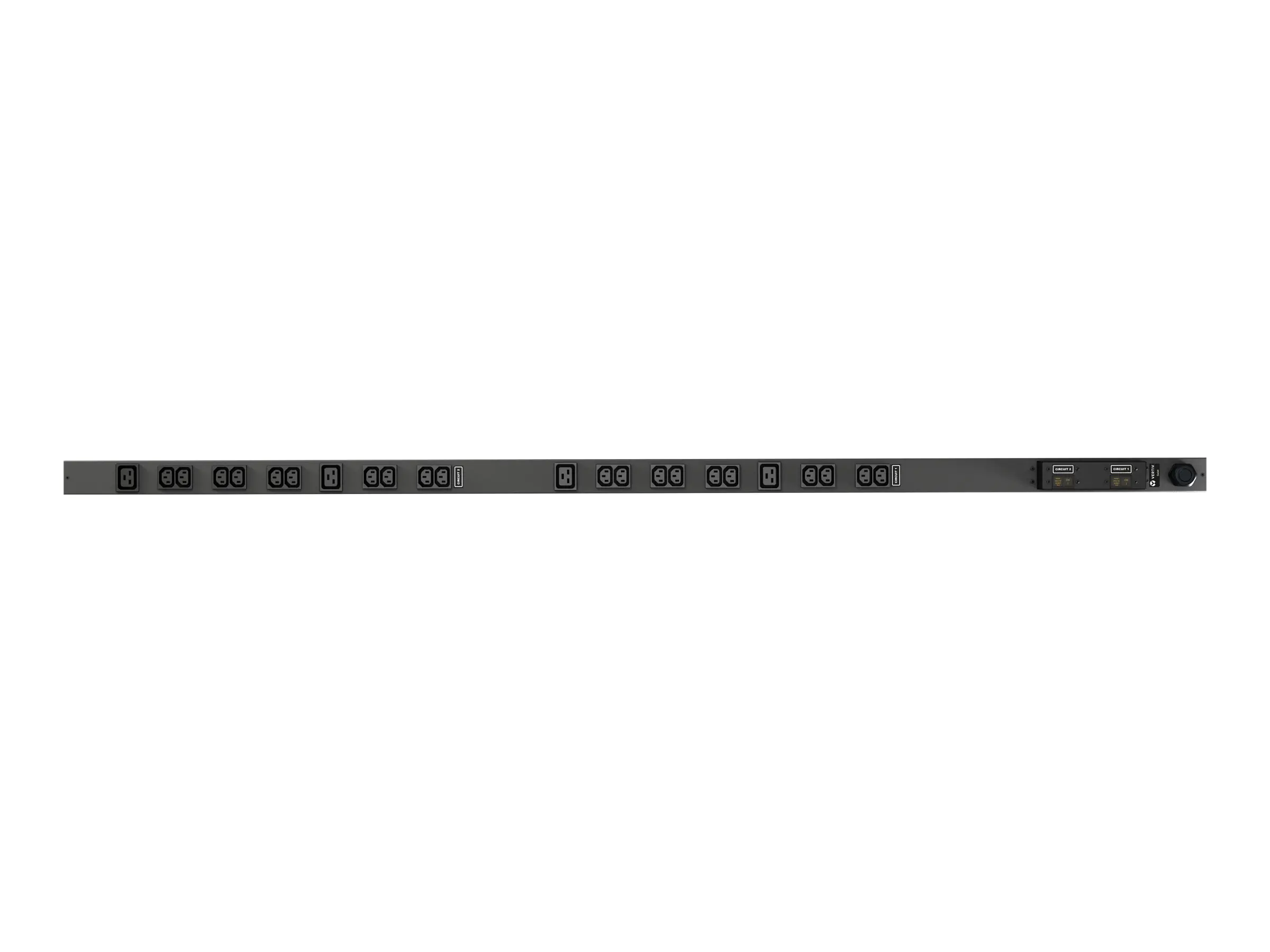Vertiv Geist Basic VP7553 - Stromverteilungseinheit (Rack - einbaufähig) - Wechselstrom 230 V - 7.3 kW - Eingabe, Eingang IEC 60309 2P+E - Ausgangsanschlüsse: 24 (20 x IEC 60320 C13, 4 x IEC 60320 C19) - 0U - schwarze Pulverbeschichtung