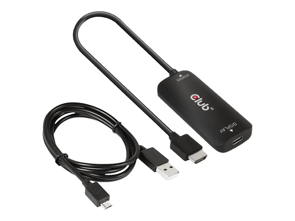 Club 3D - Videoadapter - HDMI, Mikro-USB Typ B (nur Strom) zu 24 pin USB-C weiblich - 26 cm - aktiv, unterstützt 4K 120 Hz (3840 x 2160), unterstützt 8K 30 Hz (7680 x 4320)