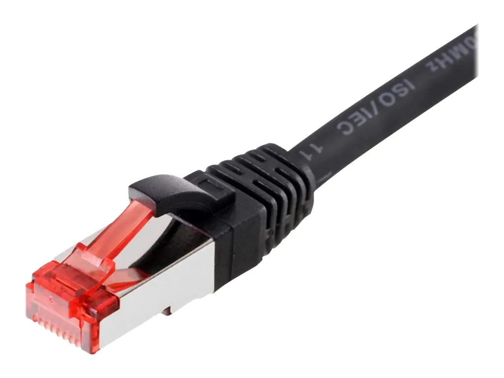 Helos - Patch-Kabel - RJ-45 (M) bis RJ-45 (M) - 30 m - SFTP, PiMF - CAT 6 - halogenfrei, ohne Haken - Schwarz