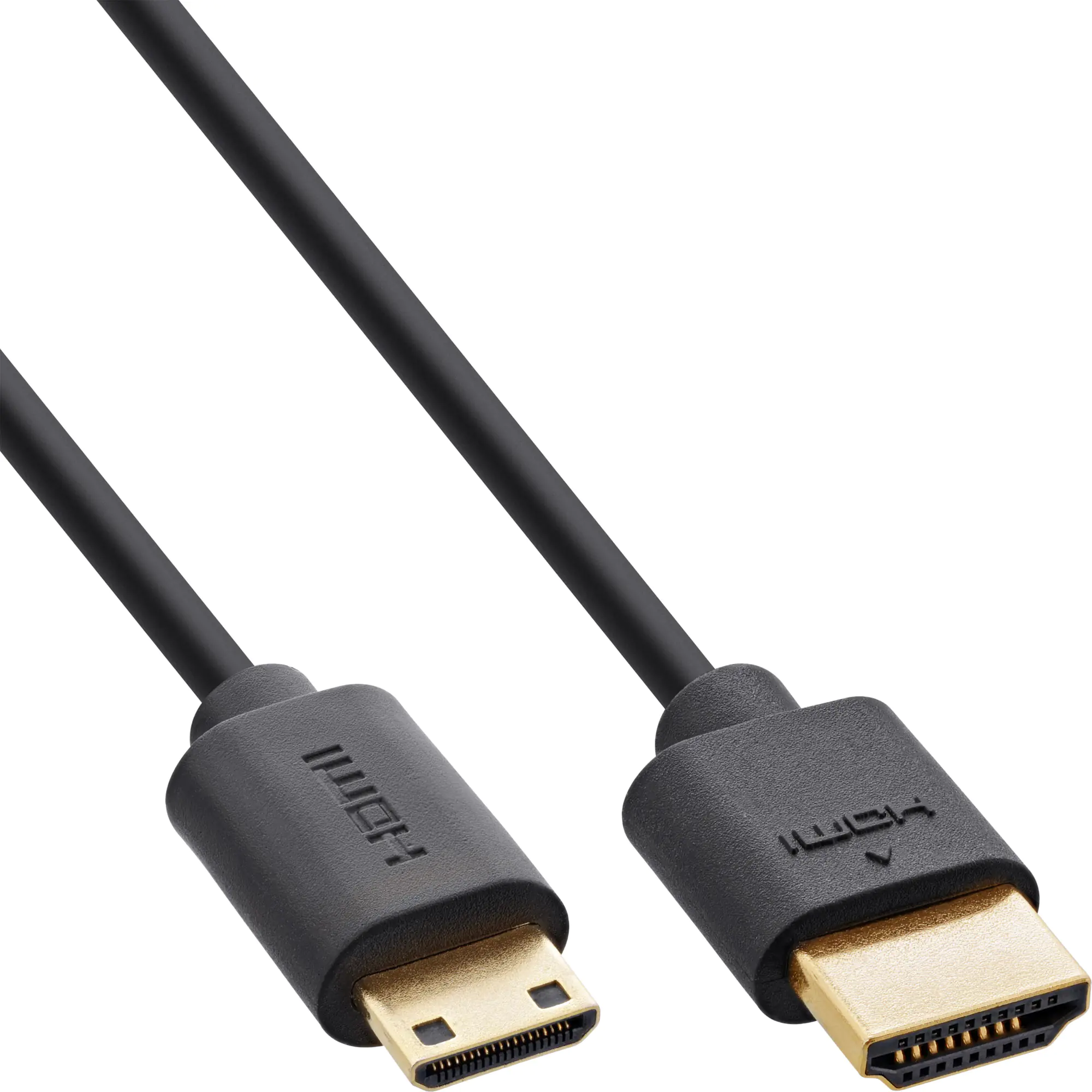 InLine - Ultra High Speed - HDMI-Kabel mit Ethernet - HDMI männlich zu 19 pin mini HDMI Type C männlich - 50 cm - Dreifachisolierung - Schwarz - Unterstützung für 3D-Video