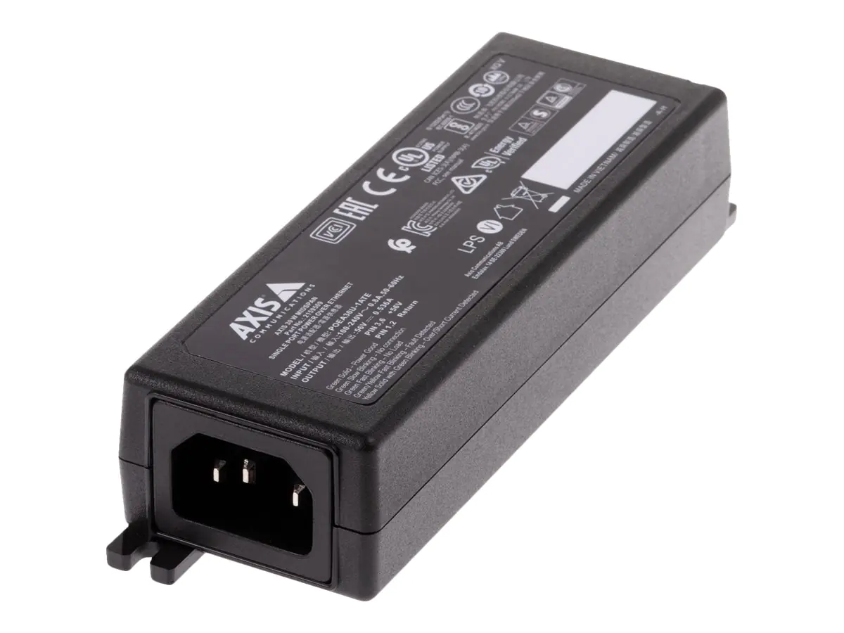 AXIS Midspan - Power Injector - Wechselstrom 100-240 V - 30 Watt - Ausgangsanschlüsse: 1 - Europa - Schwarz - für AXIS A1610, C1410, D3110, M4308, P1385, P3727, P3818, Q1715, Q1952, Q3536, Q3538, W400