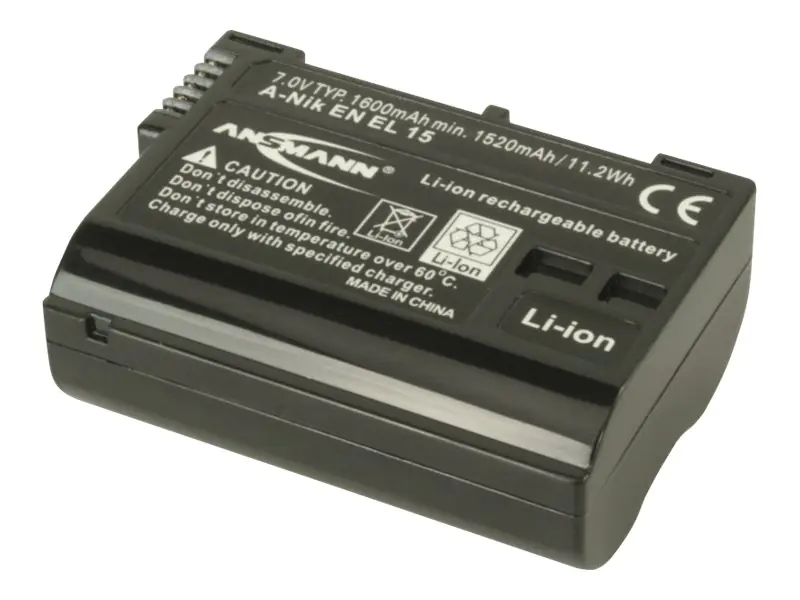 ANSMANN A-Nik EN EL 15 - Batterie - Li-Ion - 1600 mAh - für Nikon D600, D610, D7000, D7100, D7200, D750, D7500, D800, D800E, D810, D810A, Z 6II, Z7; 1