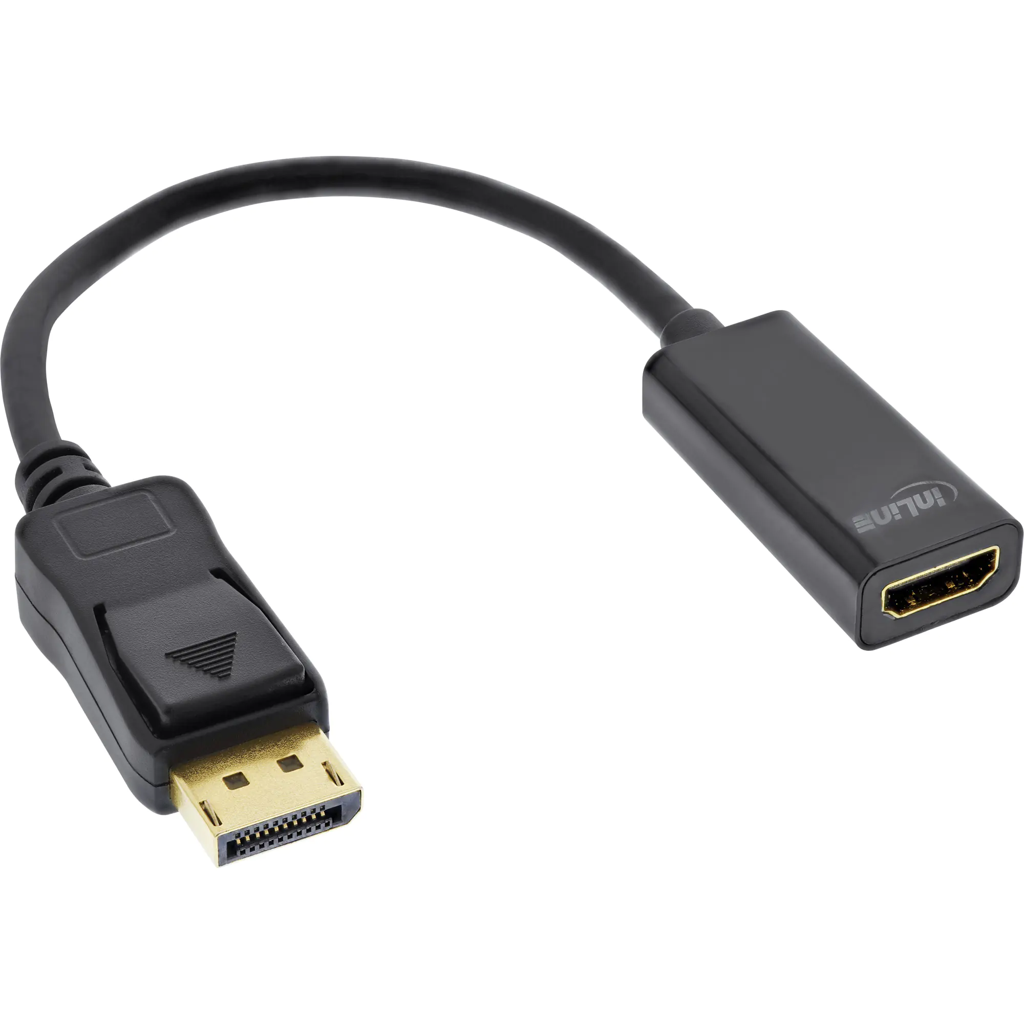 InLine - Adapterkabel - DisplayPort männlich zu HDMI weiblich - 15 cm - Dreifachisolierung - Schwarz - passiv, 4K Unterstützung