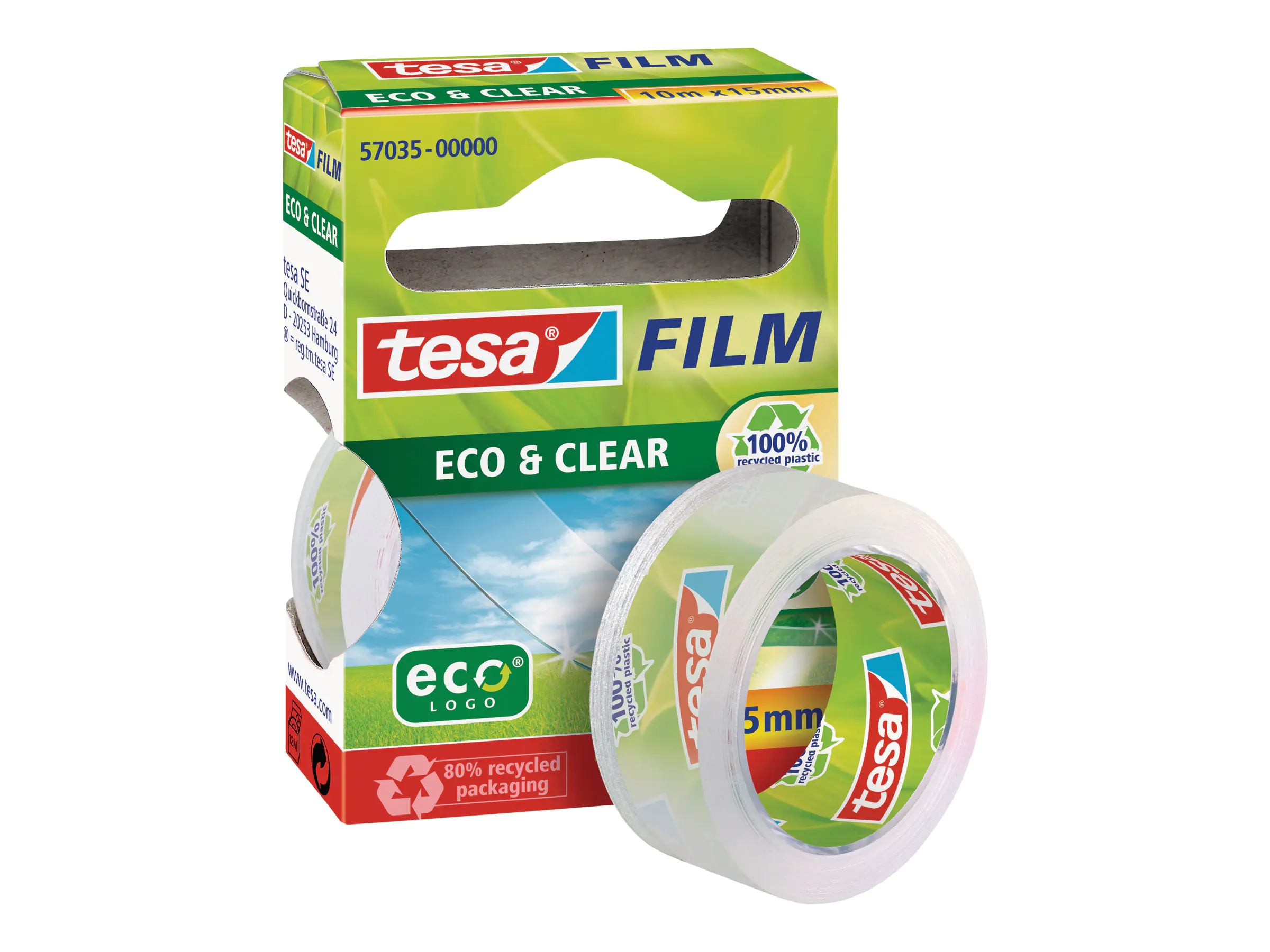 Tesa Tesafilm Eco & Clear - Büro-Klebeband - 15 mm 57035-00000-00