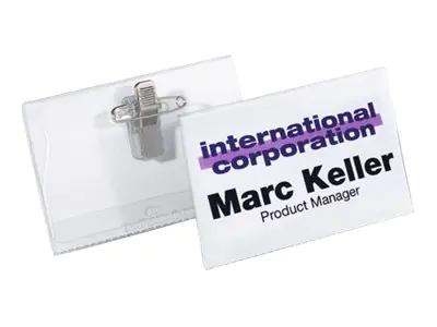 Durable Namensschild - für 40 x 75 mm - Clip, Nadel - durchsichtig (Packung mit 50) 815719
