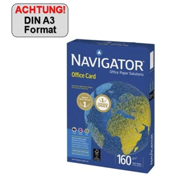 Navigator Kopierpapier Office Card DIN A3 160g/m² holzfrei hochweiß 250 Bl./Pack. Navigator Kopierpapier Office Card DIN A3 160g/m² holzfrei hochweiß 250 Bl./Pack.