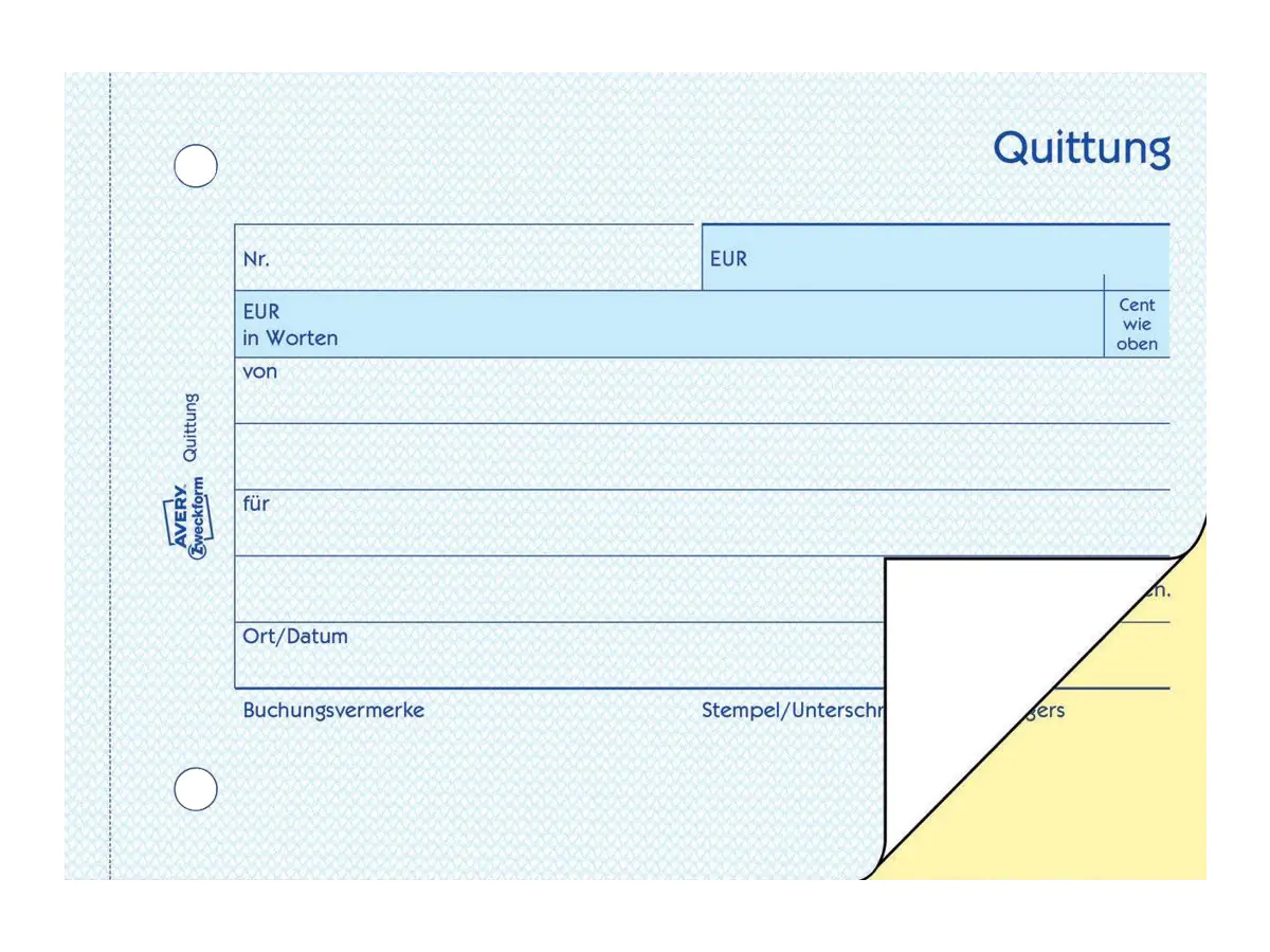 Avery Zweckform Quittung ohne MwSt. für Kleinunternehmer 1742