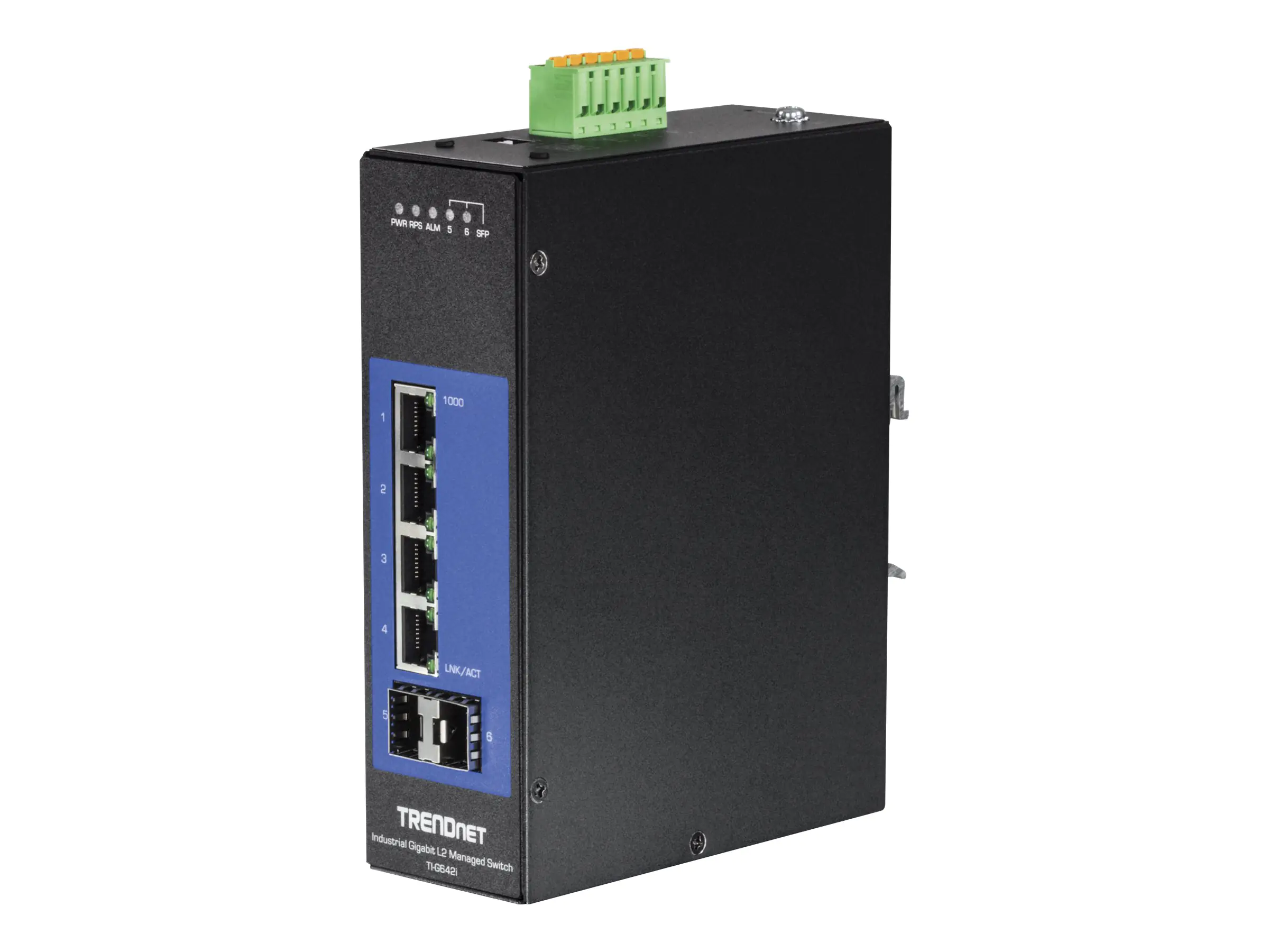 TRENDnet TI-G642I - Switch - managed - 4 x 10/100/1000 + 2 x Gigabit SFP - an DIN-Schiene montierbar - Gleichstrom - TAA-konform