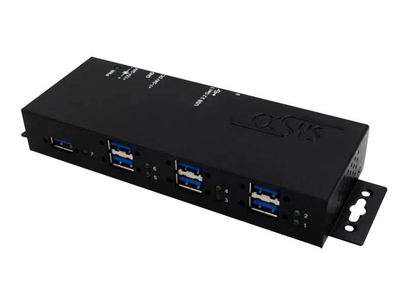 Exsys EX-1517HMVS - Hub - managed - 7 x USB 3.2 Gen 1 - an DIN-Schiene montierbar - DC Power