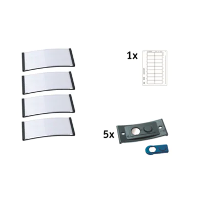 badgepoint® Namensschild polar® classic 65 x 30 mm (B x H) inkl. 1 Bogen (18 Namenskarten) Papier A4 weiß Magnet dunkelgrau 5 St./Pack.