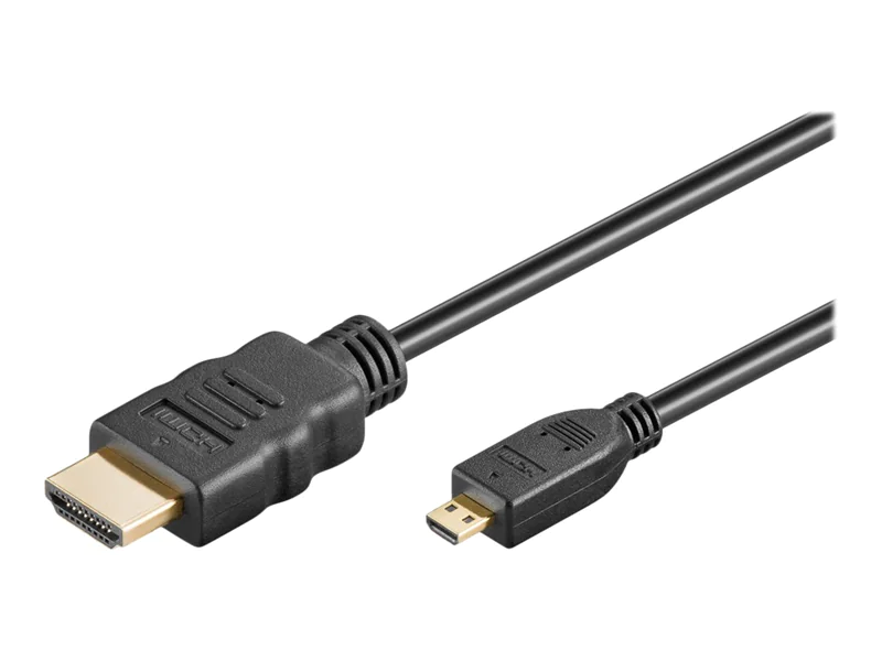 goobay - Highspeed - HDMI-Kabel mit Ethernet - HDMI männlich zu 19 pin micro HDMI Type D männlich - 2 m - Doppelisolierung - Schwarz - rund, 4K Unterstützung