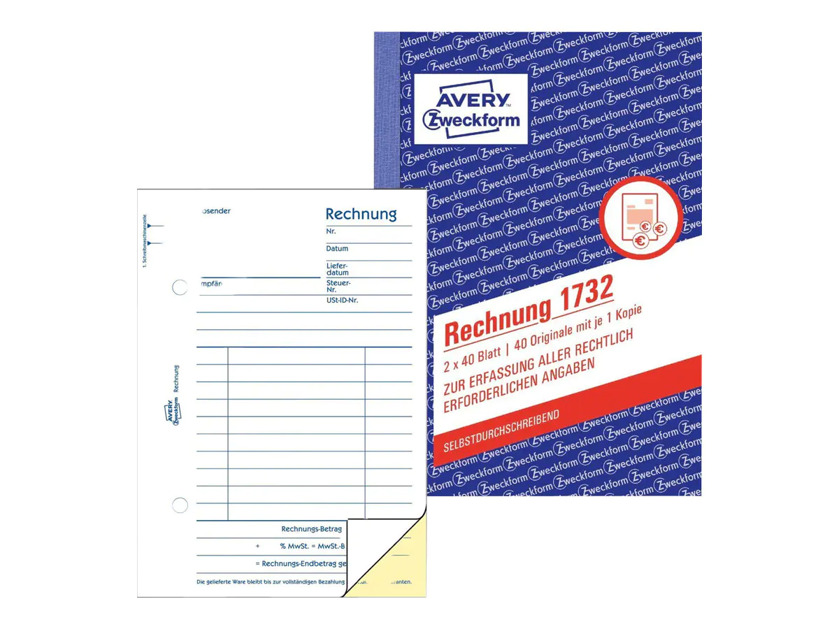 Avery Zweckform Rechnungsformular - 40 Blatt - A6 (105 x 148 mm) 1732
