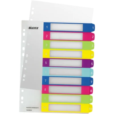 Leitz Register WOW 12430000 DIN A4 1-10 volle PP Höhe farbig