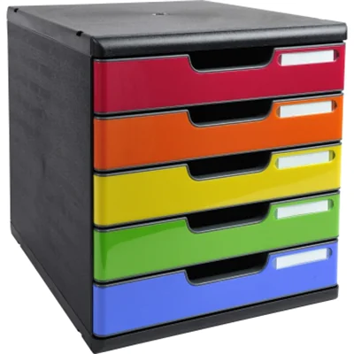 Exacompta Schubladenbox MODULO 5 Schubladen DIN A4+ Polystyrol Gehäusefarbe: schwarz Farbe der Schublade: mehrfarbig Exacompta Schubladenbox MODULO 5 Schubladen DIN A4+ Polystyrol Gehäusefarbe: schwarz Farbe der Schublade: mehrfarbig