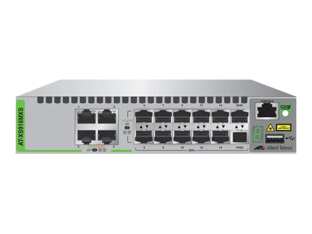 Allied Telesis AT XS916MXS - Switch - L2+ - managed - 4 x 100/1000/10000 + 12 x 10 Gigabit SFP+ - Desktop, an Rack montierbar, wandmontierbar