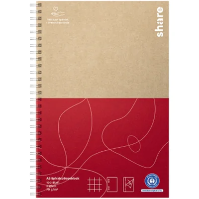 share Collegeblock DIN A5 kariert 70g/m² natur/rot 100 Bl.