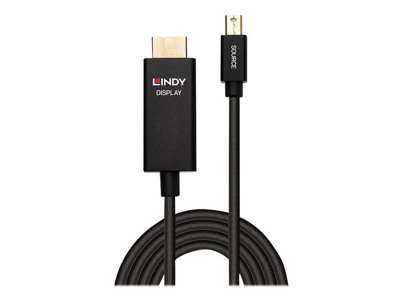 Lindy - Adapterkabel - Mini DisplayPort männlich zu HDMI männlich - 50 cm - abgeschirmt - Schwarz - rund, 4K Unterstützung, aktiver Chip