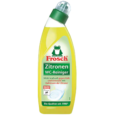 Frosch WC-Reiniger Zitrone biologisch abbaubar frei von Mikroplastik pH-Wert: 2,5 Flasche 100 % Altplastik 0,75l Frosch WC-Reiniger Zitrone biologisch abbaubar frei von Mikroplastik pH-Wert: 2,5 Flasche 100 % Altplastik 0,75l