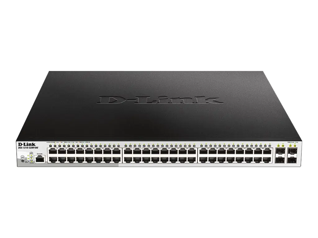 D-Link DGS 1210-52MP/ME - Switch - managed - 48 x 10/100/1000 (PoE) + 4 x Gigabit SFP - an Rack montierbar - PoE (370 W)