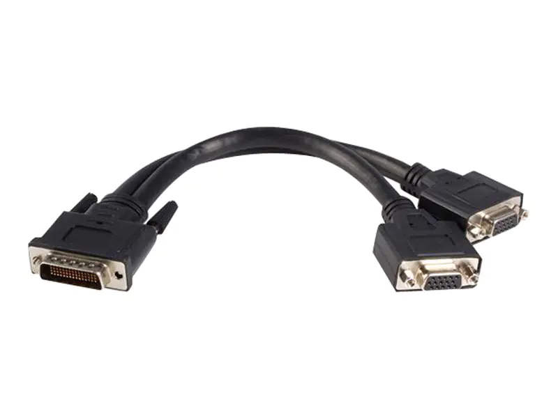 StarTech DMS-59 Adapter Y Kabel - DMS59 LFH59 (DMS60/LFH60) (Stecker) 59 pin auf 2 x VGA (Buchse) 15 pin - Splitter - Kabellänge 30cm - VGA-Kabel - HD-15 (VGA) (W) zu DMS-59 (M) - 20 cm - Schwarz