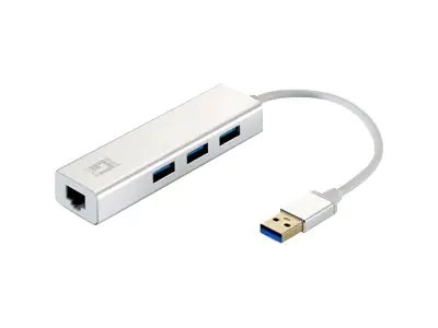 LevelOne USB-0503 - Hub - 3 x SuperSpeed USB 3.0 + 1 x 10/100/1000 - Desktop LevelOne USB-0503 - Hub - 3 x SuperSpeed USB 3.0 + 1 x 10/100/1000 - Desktop