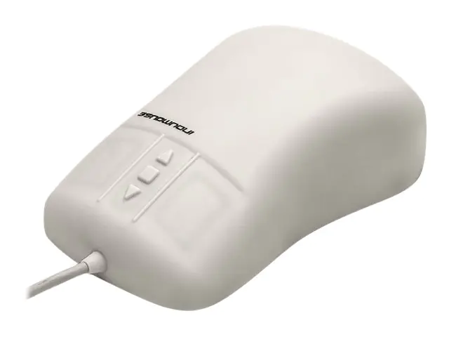 Gett Indumouse Pro - Maus - geeignet für medizinische Anwendung, IP68 - ergonomisch - rechts- und linkshändig - Infrarot - 5 Tasten - kabelgebunden - USB - Grau