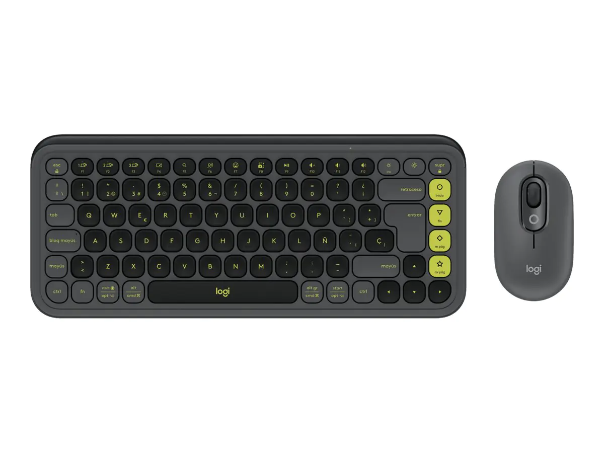 Logitech POP Icon Combo - Tastatur-und-Maus-Set - kabellos - Bluetooth LE - QWERTY - Spanisch - Graphite, grün