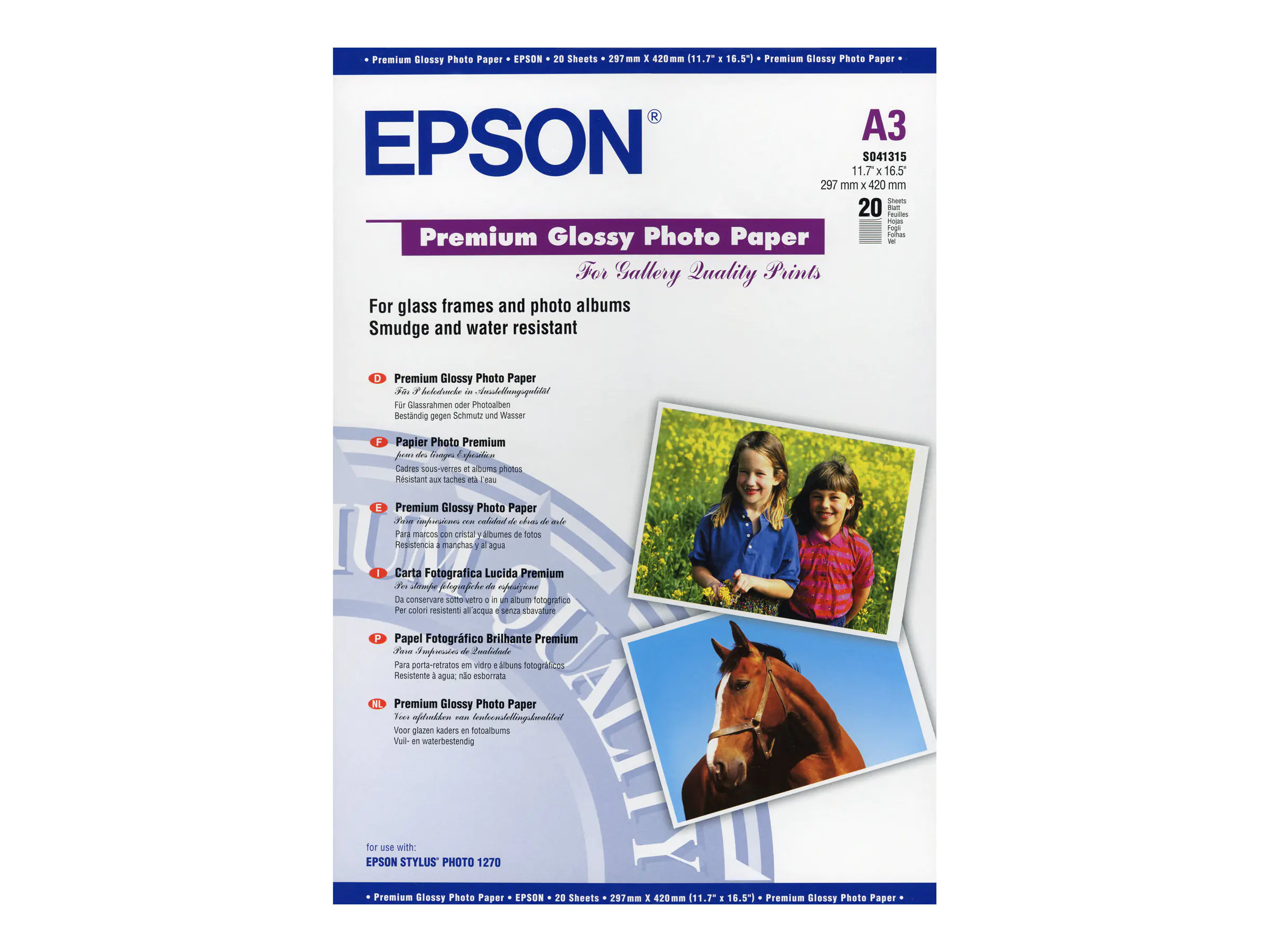 Epson Fotopapier C13S041315 DIN A3 260 g/m² für Tintenstrahldrucker glänzend 20 Blatt Epson Fotopapier C13S041315 DIN A3 260 g/m² für Tintenstrahldrucker glänzend 20 Blatt