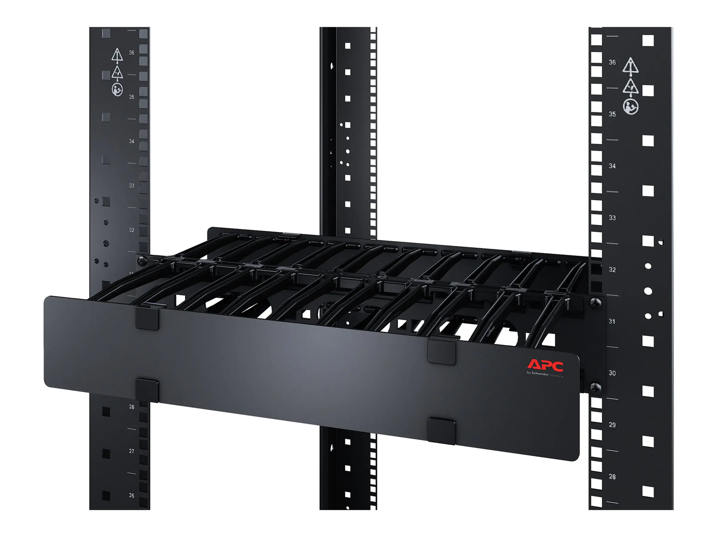APC Cable Management - Rack-Kabelführungsplatte mit Abdeckung - Schwarz - 3U - TAA-konform - für P/N: SMTL1000RMI2UC, SMX1000C, SMX1500RM2UC, SMX1500RM2UCNC, SMX750C, SMX750CNC