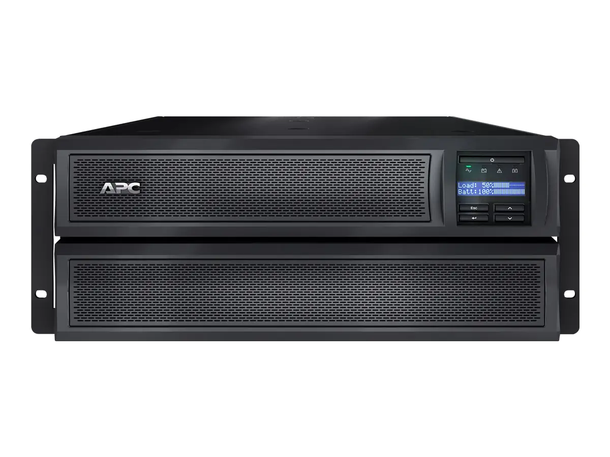 APC Smart-UPS X 2200 Rack/Tower LCD - USV (in Rack montierbar/extern) - Wechselstrom 230 V - 1980 Watt - 2200 VA - Ethernet 10/100, RS-232, USB - Ausgangsanschlüsse: 10 - 4U - Schwarz - mit APC UPS Network Management Card - für P/N: AR106SH6, AR109SH6, AR
