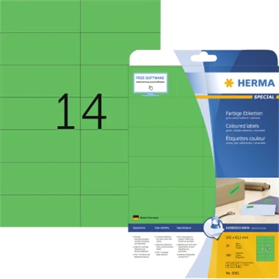 HERMA Etikett SPECIAL 5061 105x42,3mm grün 280 St./Pack. HERMA Etikett SPECIAL 5061 105x42,3mm grün 280 St./Pack.