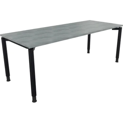 Schreibtisch Vierfuß Rundrohr B2000xT800xH680-820 an/Beton hell