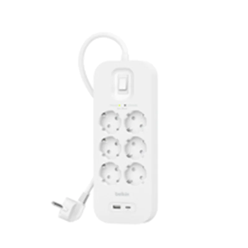 Belkin Connect - Überspannungsschutz - mit USB-C und USB-A Ports - Ausgangsanschlüsse: 6 - 2 m Schnur