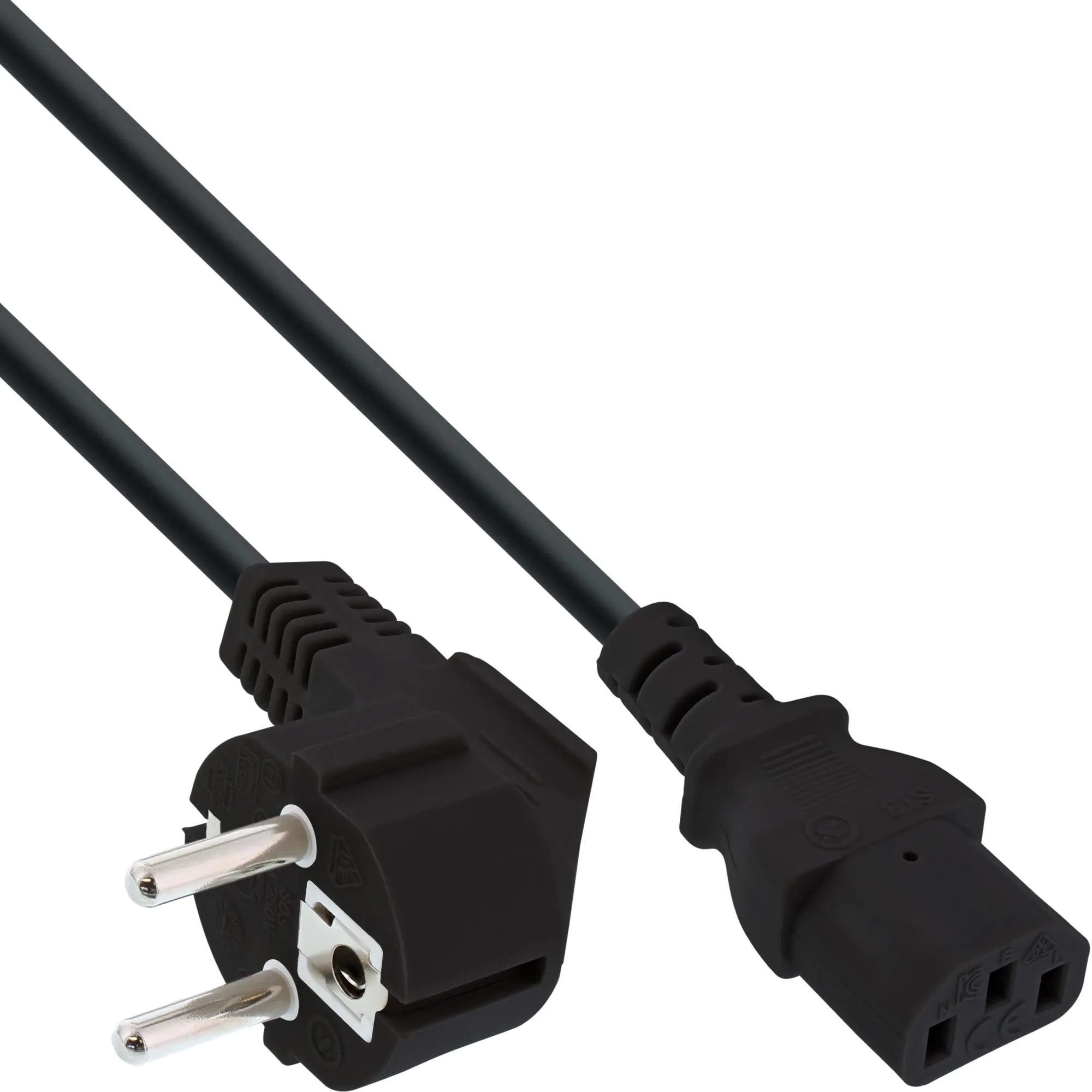 InLine Netzkabel - Schutzkontakt gewinkelt auf Kaltgerätestecker C13 - 0,3m 16647F