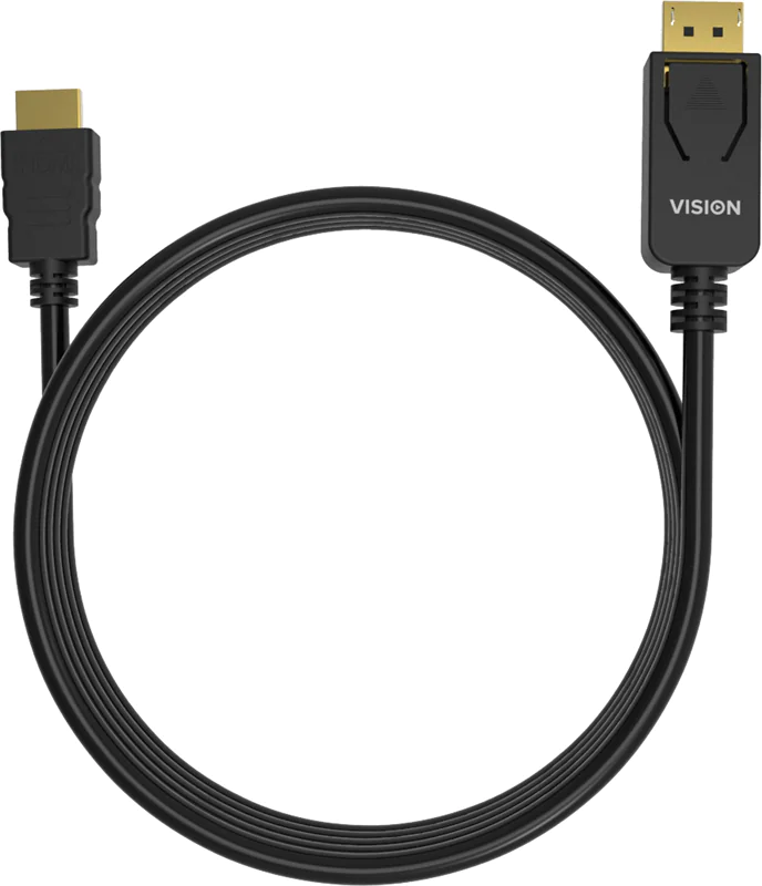 VISION - Adapterkabel - DisplayPort männlich zu HDMI männlich - 2 m - Schwarz - 4K Unterstützung VISION - Adapterkabel - DisplayPort männlich zu HDMI männlich - 2 m - Schwarz - 4K Unterstützung