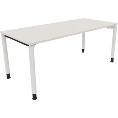 Schreibtisch Vierfuß Rundrohr B1800xT800xH680-820 ws/Weiß