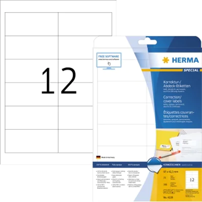 HERMA Etikett 4228 deckend 96,5x42,3mm weiß 300 St./Pack. HERMA Etikett 4228 deckend 96,5x42,3mm weiß 300 St./Pack.