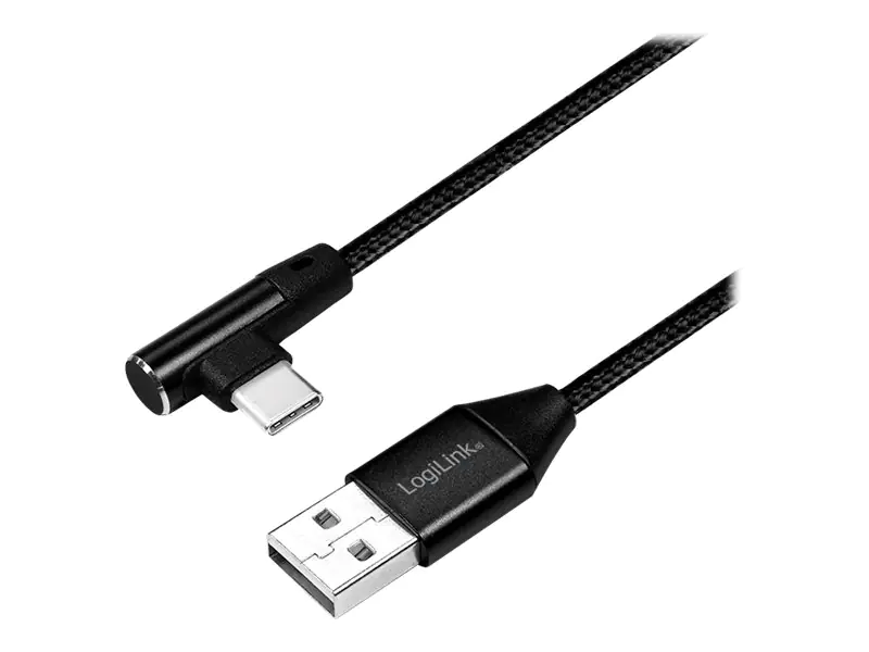 LogiLink - USB-Kabel - 24 pin USB-C (M) gewinkelt zu USB (M) gerade - USB 2.0 - 5 V - 3 A - 1 m - Schwarz