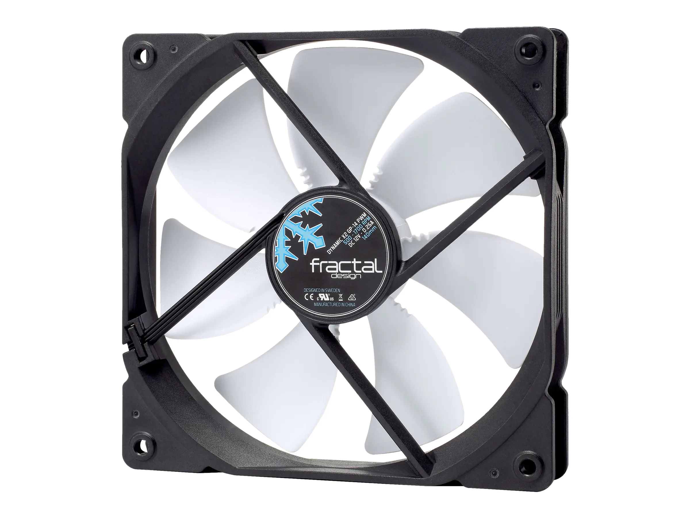 Fractal Design Dynamic X2 GP-14 PWM - Gehäuselüfter - 140 mm - schwarzer Rahmen, weiße Blätter