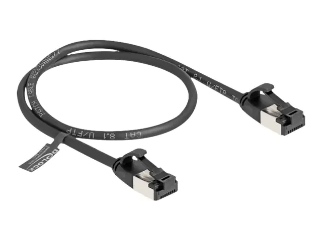 Delock - Netzwerkkabel - RJ-45 (M) zu RJ-45 (M) - 50 cm - U/FTP - CAT 8.1 - geformt, ohne Haken - Schwarz