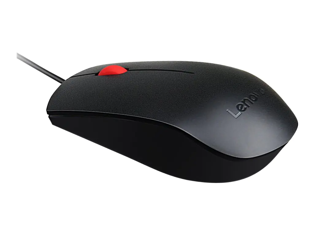 Lenovo Essential - Maus - rechts- und linkshändig - optisch - 3 Tasten - kabelgebunden - USB - Schwarz