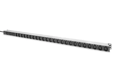 Digitus - Steckdosenleiste - 16A - Wechselstrom 230 V - 4000 Watt - 36000 VA - 1-phasig - Eingabe, Eingang IEC 60309 - Ausgangsanschlüsse: 27 (24 x IEC 60320 C13, 3 x IEC 60320 C19) - 0U - 48.3 cm (19") - 3 m Schnur - Schwarz