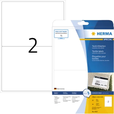 HERMA Textiletikett 4519 Seide 199,6x143,5mm ws 40 St./Pack. HERMA Textiletikett 4519 Seide 199,6x143,5mm ws 40 St./Pack.