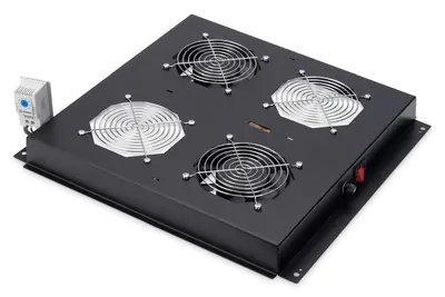 Digitus DN-19 FAN-2 - Rack-Lüftereinsatz - mit 2 Ventilatoren, Thermostat - Schwarz, RAL 9005 - 48.3 cm (19")