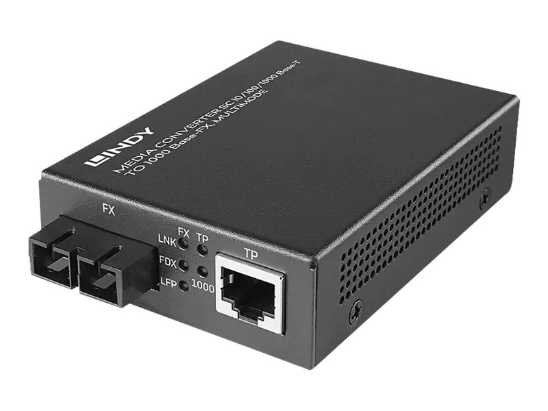 LINDY - Medienkonverter - 100Mb LAN, GigE (optisch) - 10Base-T, 1000Base-FX, 100Base-TX, 1000Base-T - bis zu 550 m