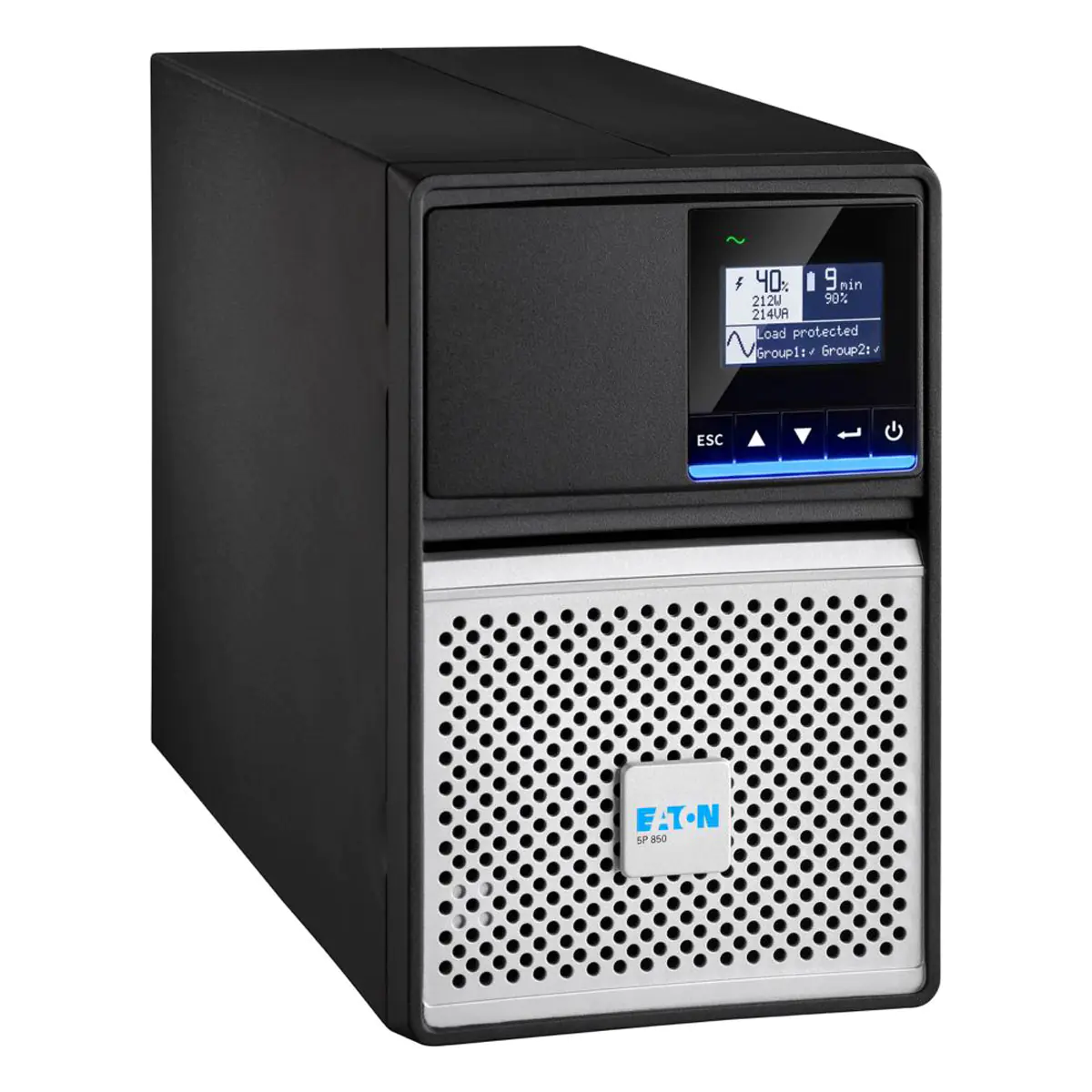 Eaton 5P 850i - Gen 2 - USV - Tower - Wechselstrom 200/208/220/230/240 V - 680 Watt - 850 VA - 1-phasig - 7 Ah - RS-232, USB - Ausgangsanschlüsse: 6 - Schwarz/Silber