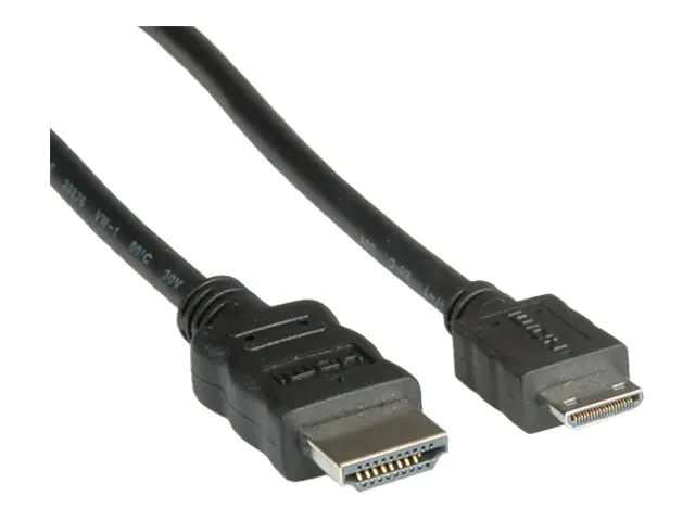 Roline HDMI High Speed Cable with Ethernet - HDMI-Kabel mit Ethernet - 19 pin mini HDMI Type C männlich zu HDMI männlich - 80 cm - abgeschirmt - Schwarz Roline HDMI High Speed Cable with Ethernet - HDMI-Kabel mit Ethernet - 19 pin mini HDMI Type C männlich zu HDMI männlich - 80 cm - abgeschirmt - Schwarz