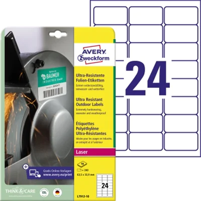 Avery Zweckform Folienetikett L7912-10 63,5x33,9mm 240 St./Pack. Avery Zweckform Folienetikett L7912-10 63,5x33,9mm 240 St./Pack.