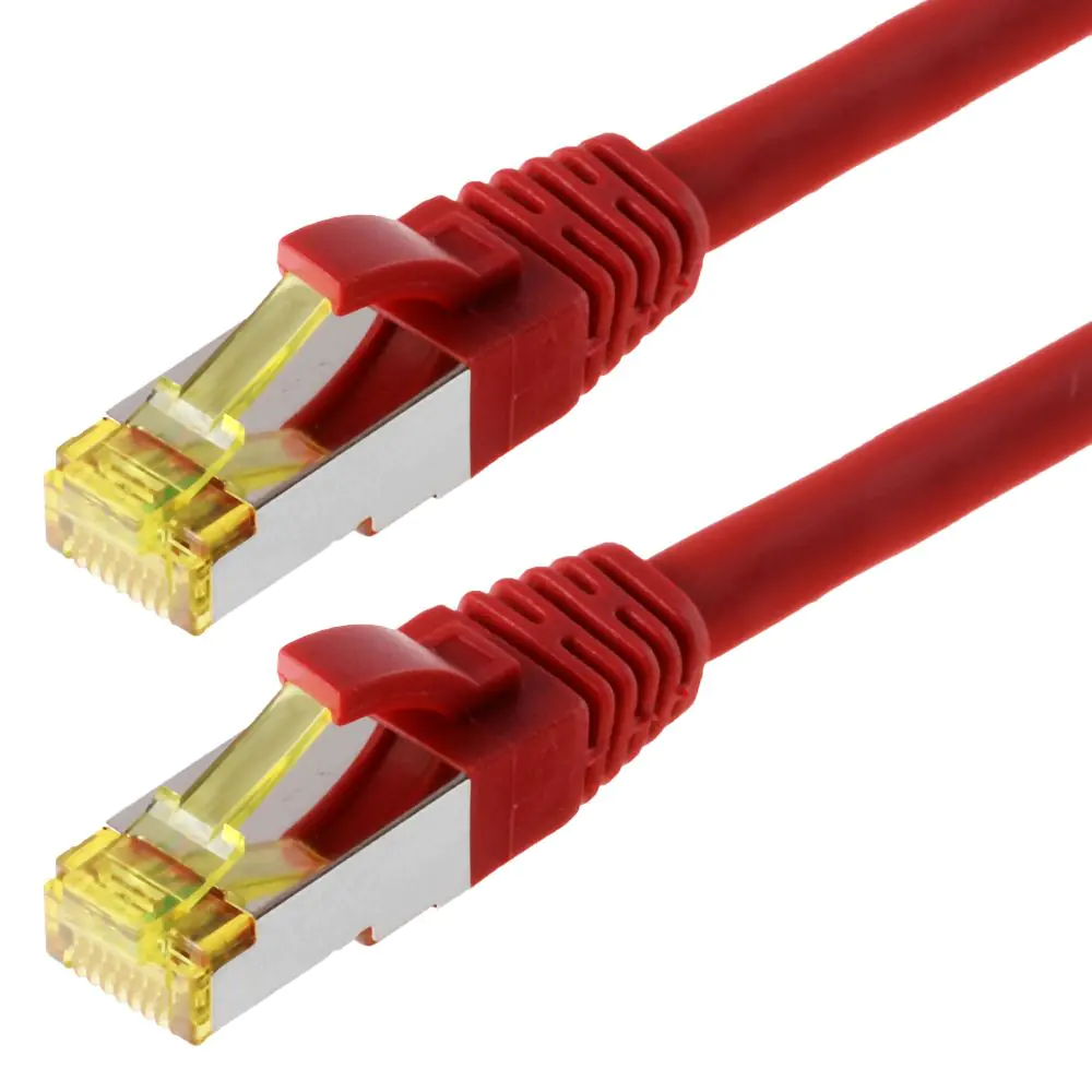 Patchkabel DRAKA S/FTP (PIMF) CAT 6A, rot 5,0m halogenfrei, Hirose TM31 Stecker, CAT 7 Rohkabel Patchkabel DRAKA S/FTP (PIMF) CAT 6A, rot 5,0m halogenfrei, Hirose TM31 Stecker, CAT 7 Rohkabel