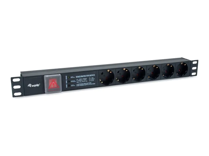 Equip Steckdosenleiste 19" 1HE 6fach mit Schuko+ Schalt Alu - Steckdosenleiste